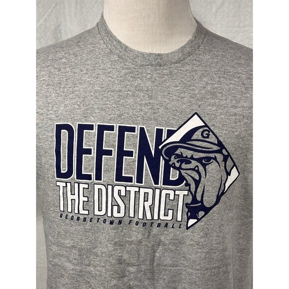 Georgetown Hoyas Defend The District T Shirt Large Gray Football Tee - Picture 2 of 9